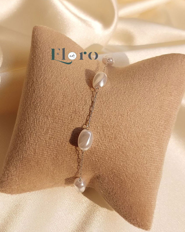 دستبند دخترانه زنجیر توپی مرواریدی