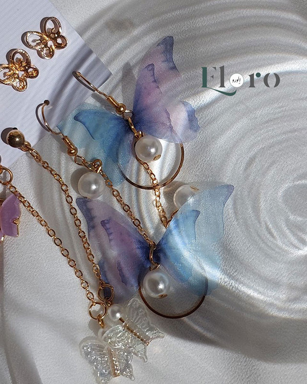 تصویر پک گوشواره دخترانه 9 جفتی پروانه